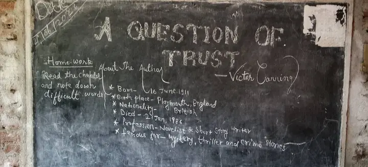 Blackboard notes from an English literature class
