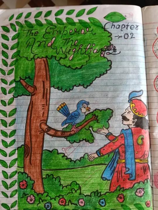 A hand-illustrated chapter page in a student's notebook